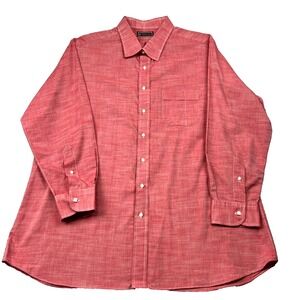 Custom Patrick James 2XL Dress Shirt Mens Salmon Pleated Button‎ Up Made USA